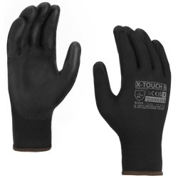 RĘKAWICE OCHRONNE POWLEKANE PU X-TOUCH BLACK ROZM.6