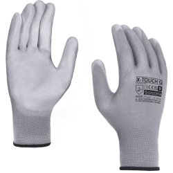 RĘKAWICE OCHRONNE POWLEKANE PU X-TOUCH GREY ROZM. 6